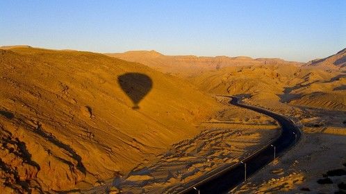 Hot air balloon over Luxor, Egypt.