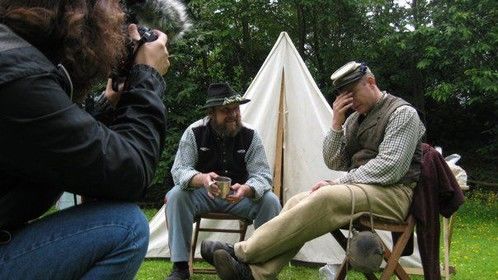 Gretchen Dzedzej shooting for "Lest We Forget", on location in Ireland.  Photo by Robin Condon.