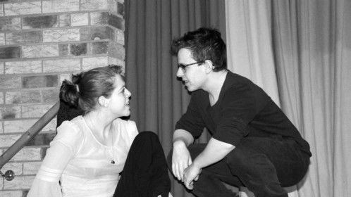 Hermia (Emma Hopkins) and Demetrius (James John Bryant)