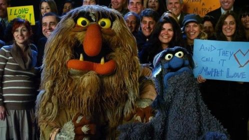 Mike's cameo in the Muppets film (to the left of Sweetums)