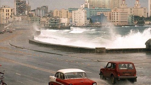 "El Malecon" approaching downtown Havana, Cuba