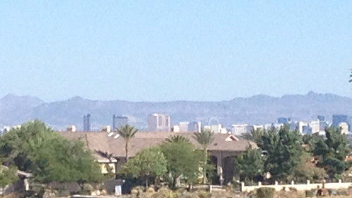View of The Strip from my home office window. 