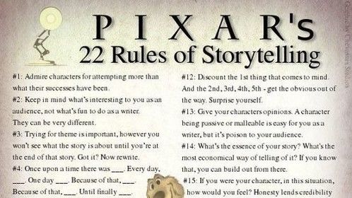 There is a reason Pixar has so much success. They know how to tell a great story and follow these rules. 