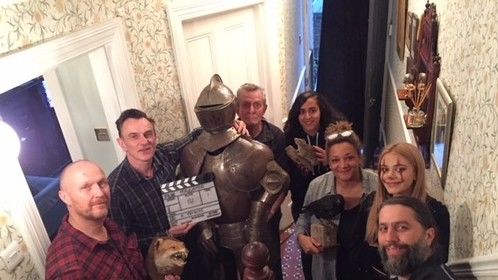 Cast and crew wrap photo on the set of 'Head Waiter' 15 Second Horror film