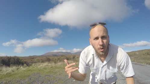 Filming Back to the Peaceful Sea at the Tongariro Crossing in New Zealand.