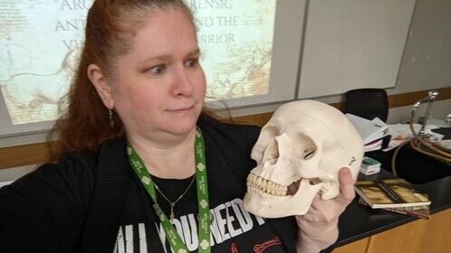 Alas, poor Yorick! Nope, this cranium's a lady! Teaching my students about forensic archeology.