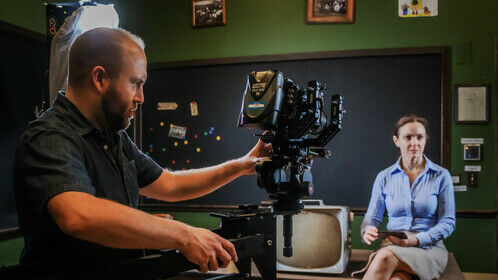 Ben Nissen on the set of the music video for "Riot" by "The Jab."