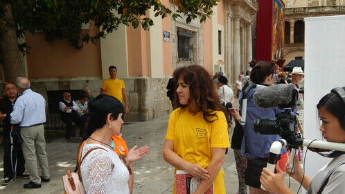 Our Producer interviewing a trafficking victim for our film in Spain