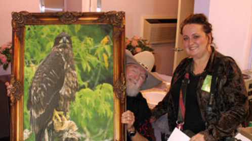  Lisa Loucks Christenson (Lisa's Bald Eagle Documentary™), presenting Charlie Daniels the eagle named for him, Daniels Charlie.