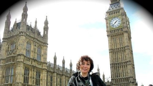 Visiting Big Ben in London before going to the Premiere party in Oxford, UK of the film "Anyone Can Play Guitar," Executive Produce of this music documentary