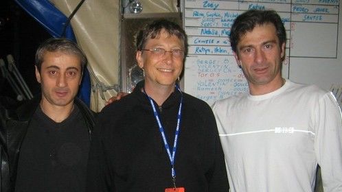 From the left: Temuri Koridze, Bill Gates, and Badri Essatia